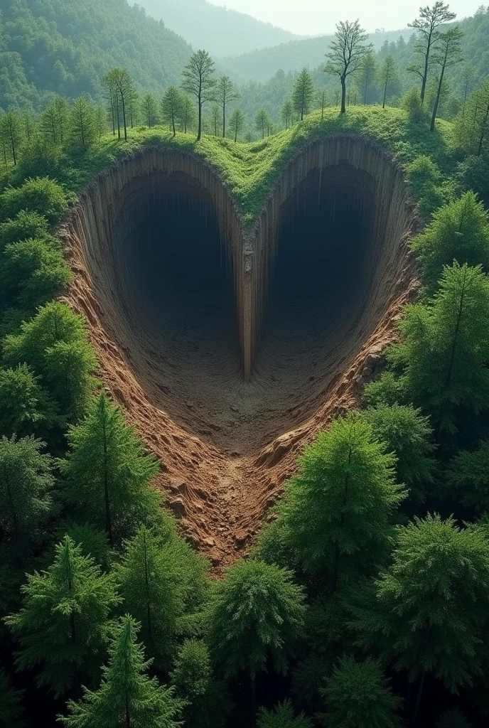Deforestation in the shape of a heart organ