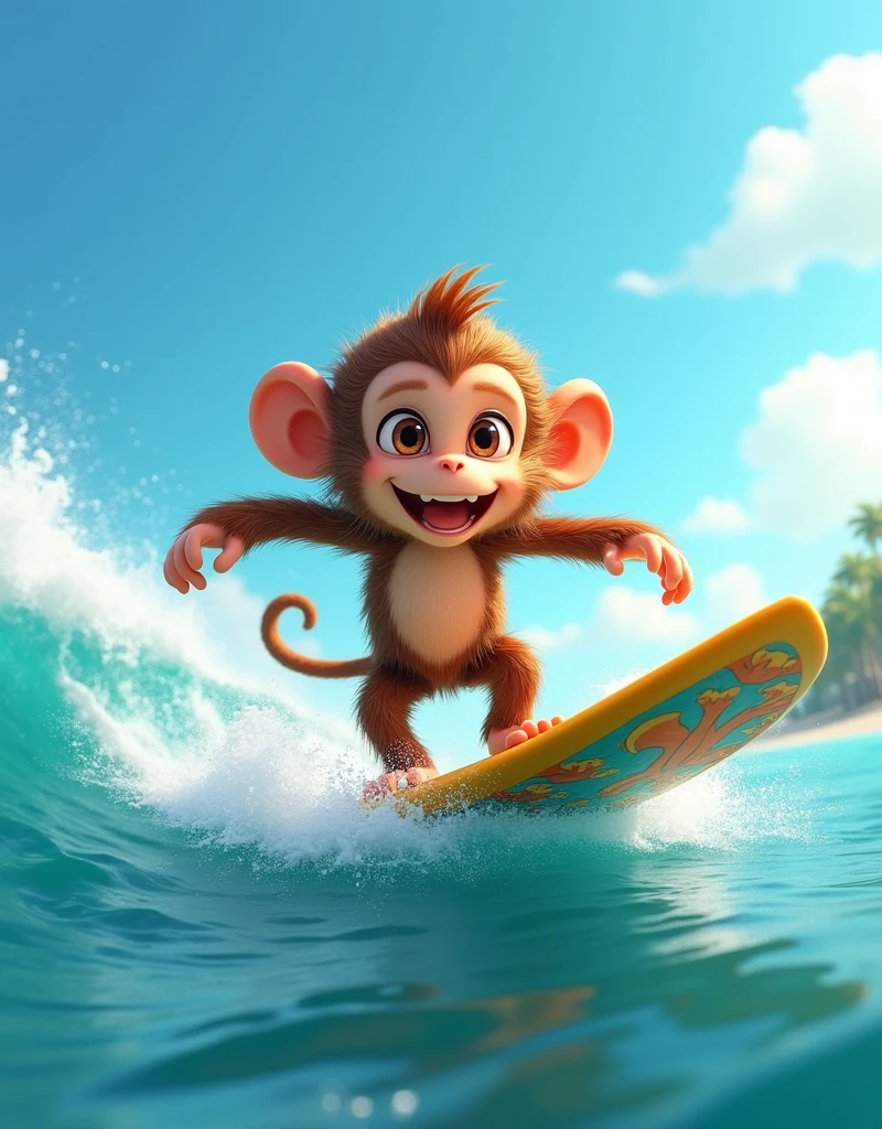 A monkey surfing