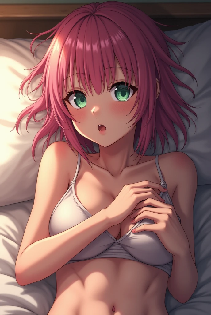 Sakura Haruno fingering her pussy while lying on her bed