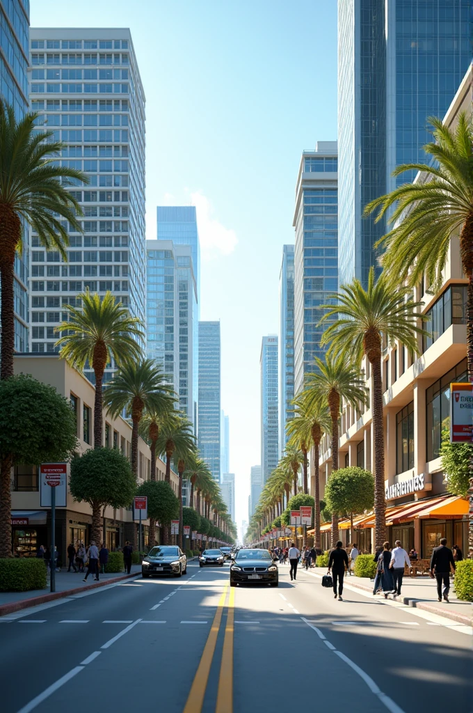 Make me a Californian model street, It has a business level growth in the region known as Silicon Valley, There are companies, banks, services and universities
