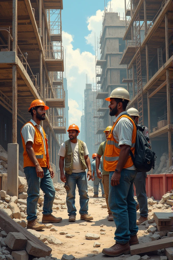 Work in the construction of human dignity, drawning.