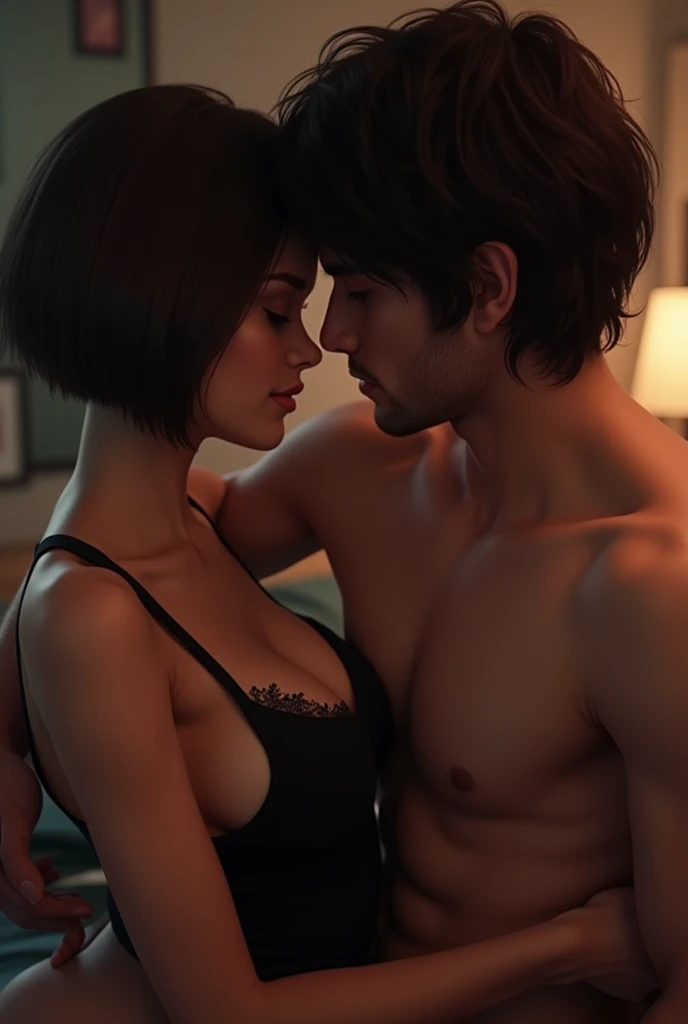 Sexy girl with bob hair wear Tank top doing Fucking boy