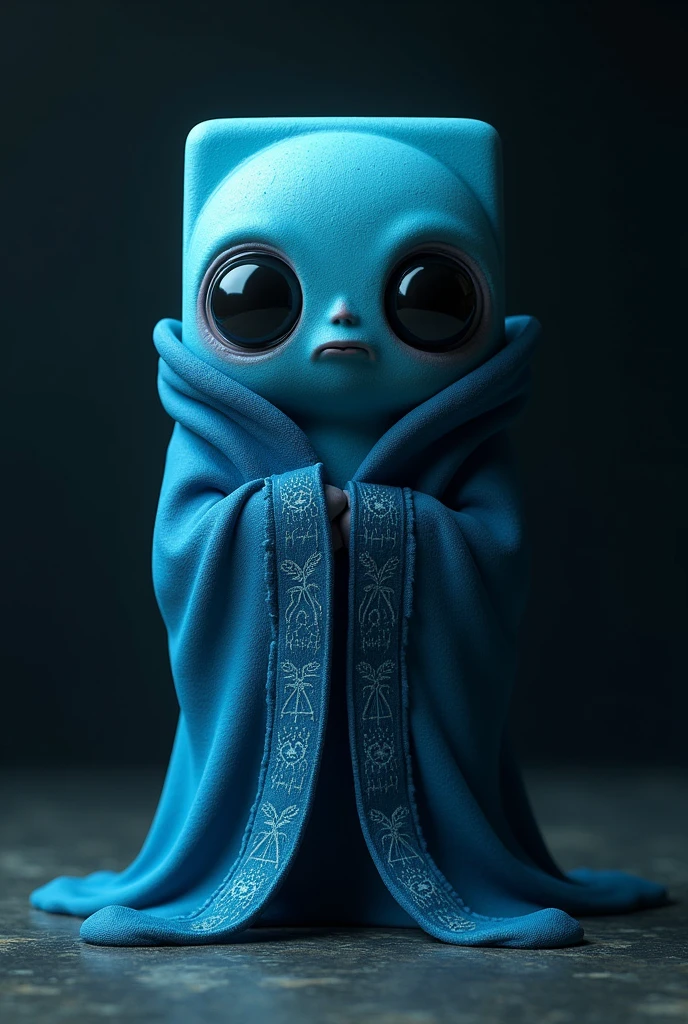 common blue soap with eyes and an illuminati robe
