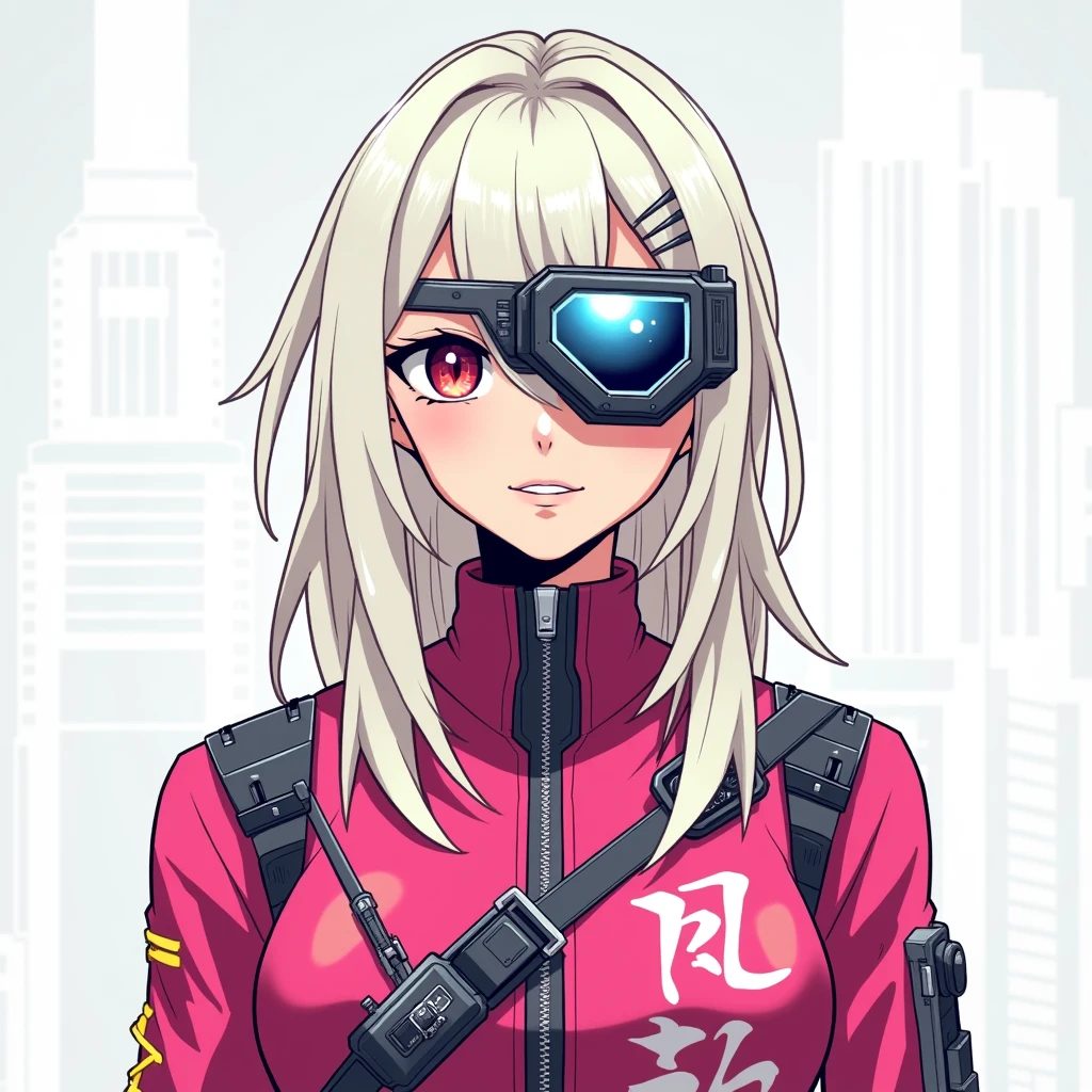 Create a cyberpunk mecha armor that fits this image 
