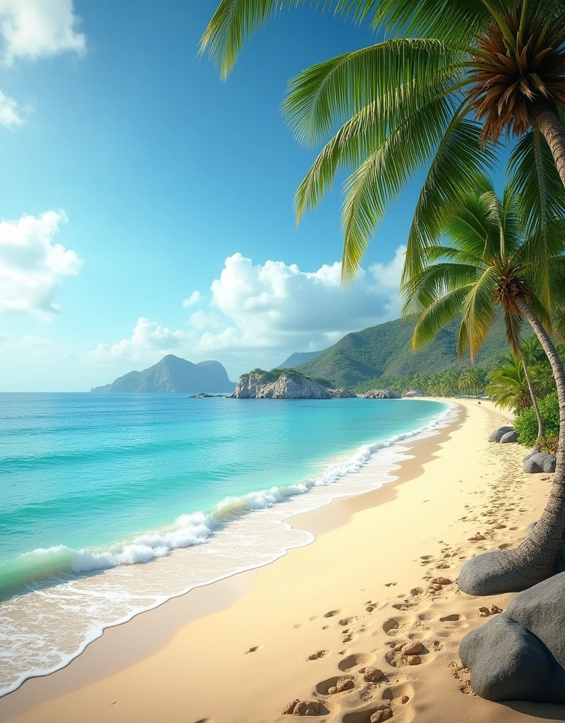 A beautiful beach, photorealistic
