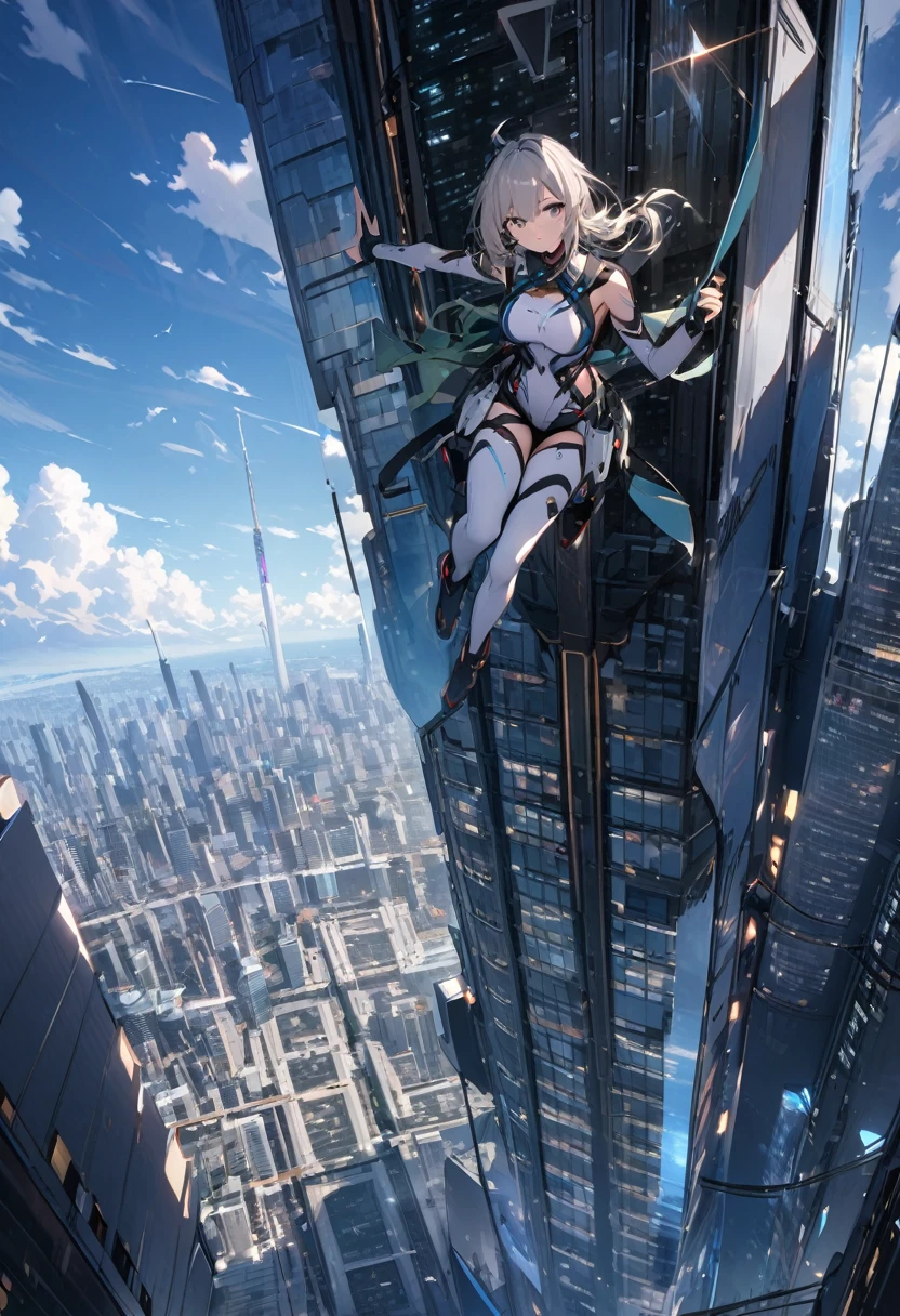 Vertical, sky scraper, zero gravity, city, masterpiece