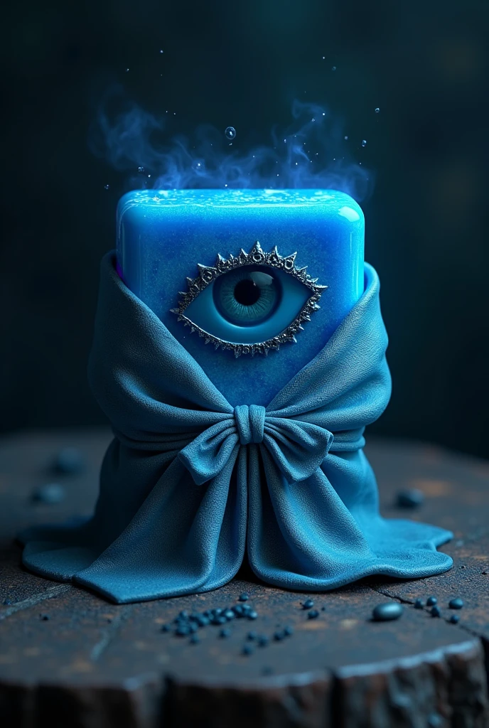 Common blue soap with one eye and an illuminati robe 