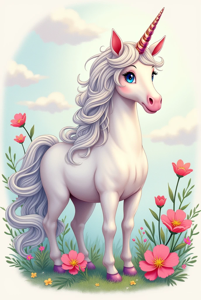 Unicorn drawing with the name Katherine Elizabeth 
