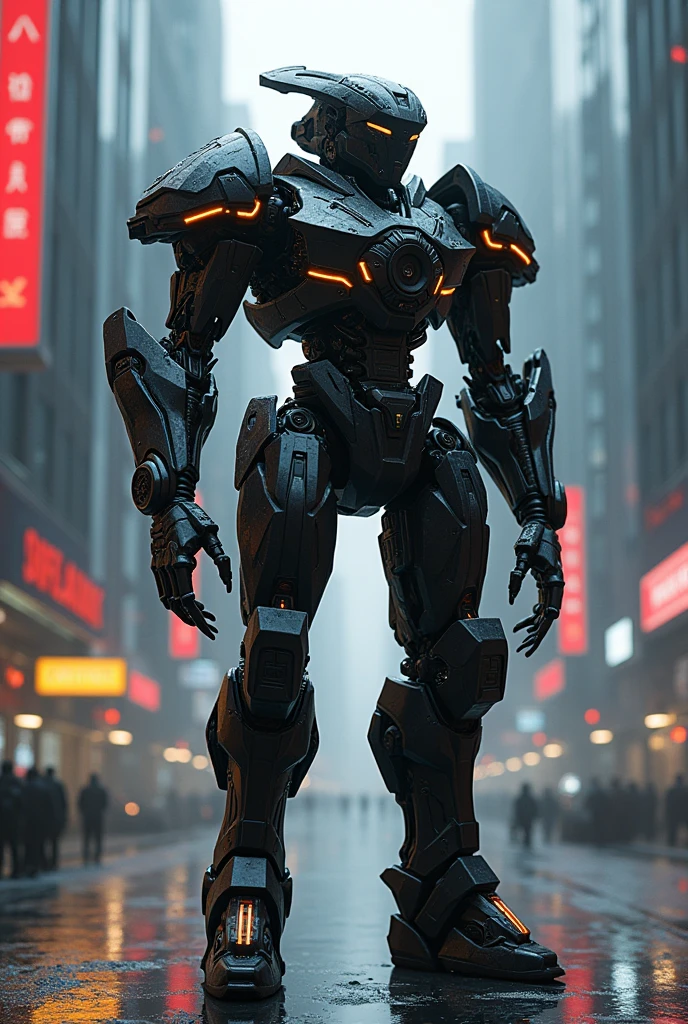 Create a cyberpunk mecha armor that fits this image 