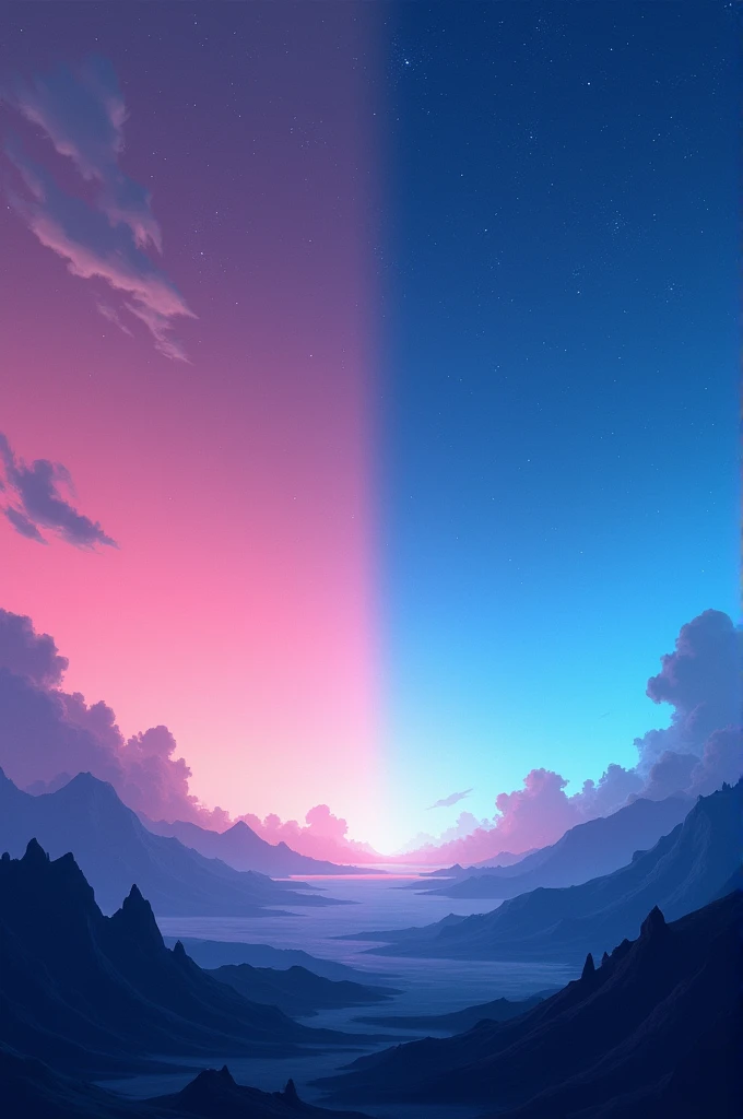 in a beautiful night, left side pink and right side is blue but there is nothing to go from Pink side to blue side and the blue side to Pink side.