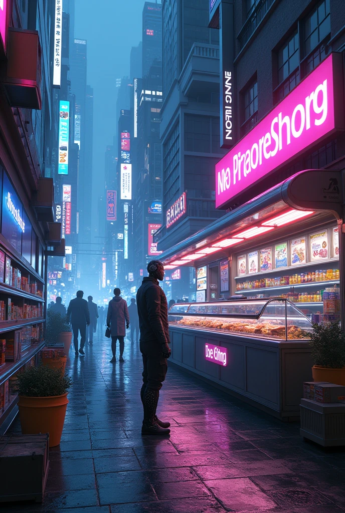 cyberpunk convenience store