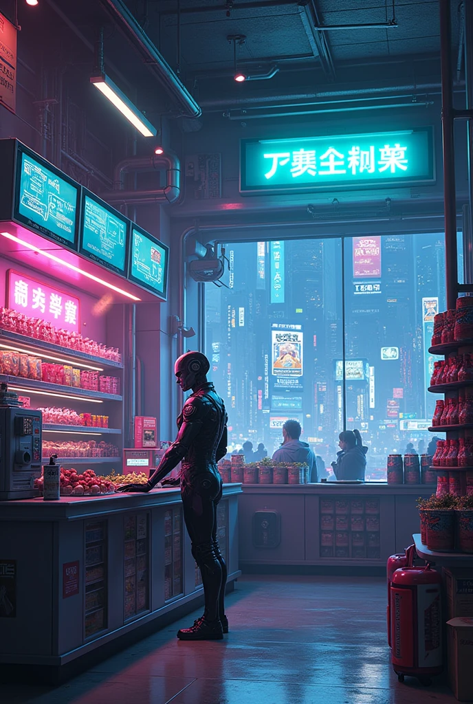 cyberpunk convenience store