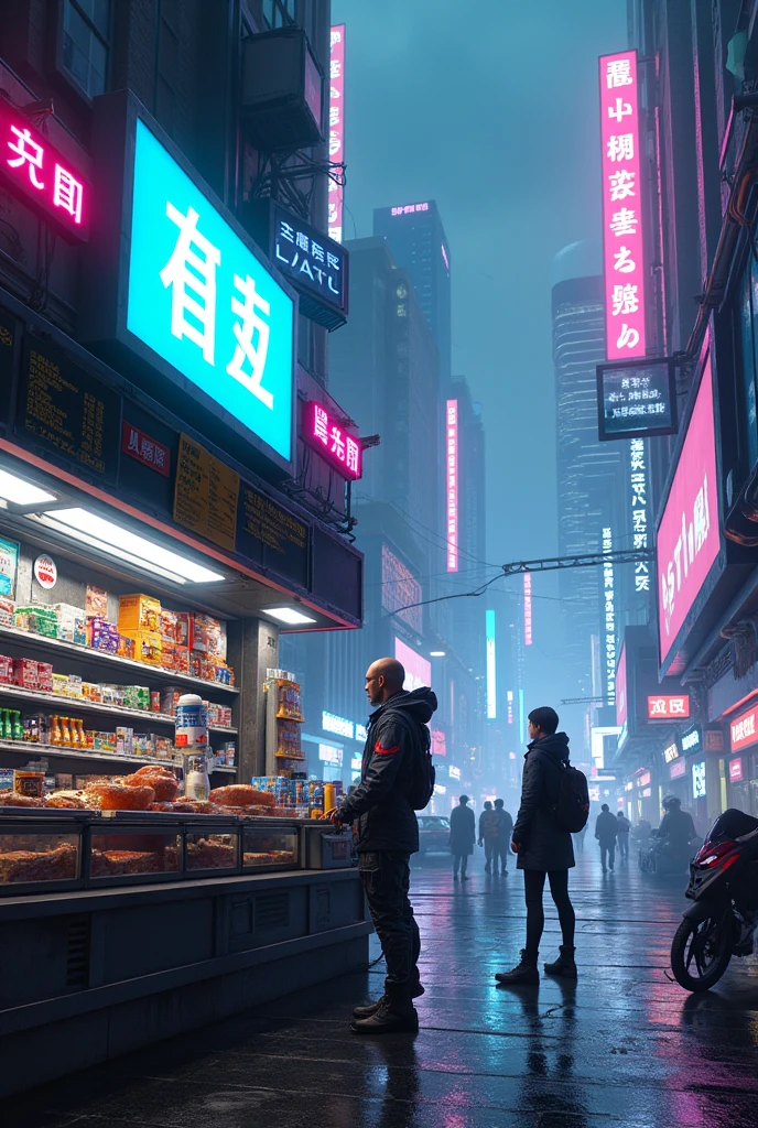 cyberpunk convenience store