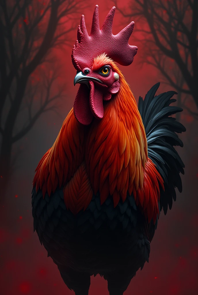 Create a red and black chicken