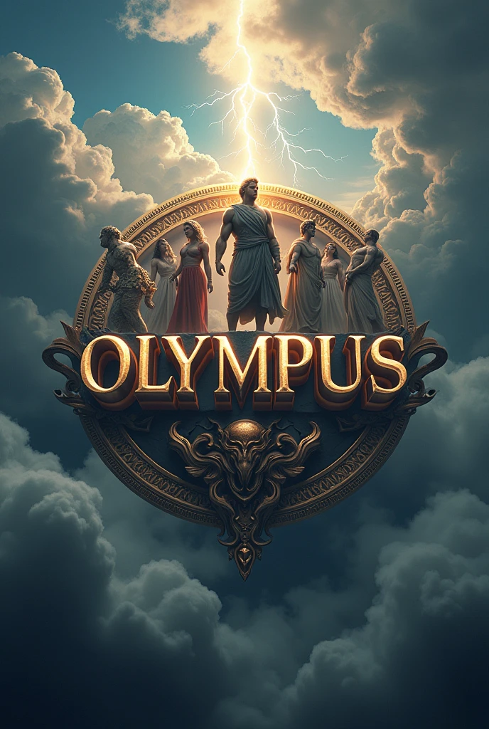Logo called Olympus, With the gods of Olympus around, thunder and fog