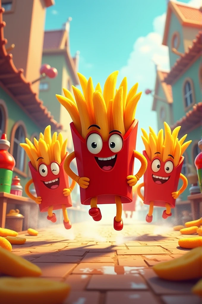 French fries race, the fifth happy french fry