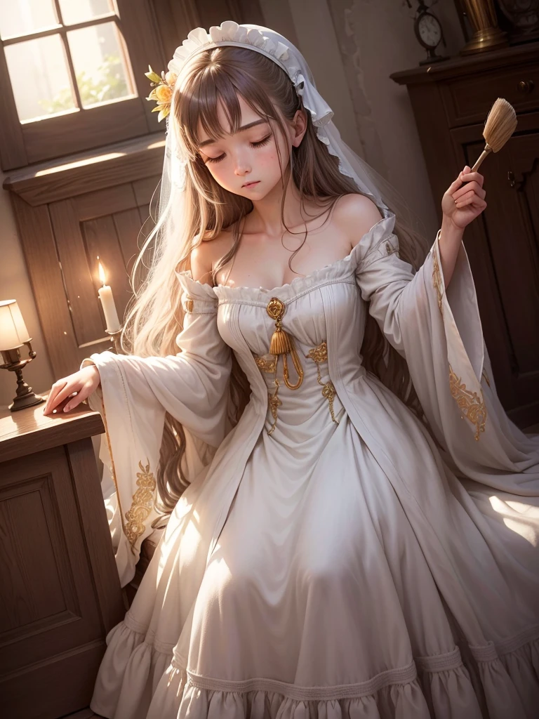 The Maid's Song
 
The sun climbs high, a golden crown,
And dust motes dance, a silent gown.
The house awakes, a slumbering beast,
And I, the maid, begin my feast.
 
With cloth and brush, I chase the grime,
From polished wood and marble chime.
Each corner swept, each surface bright,
A symphony of order, pure and light.
 
The whispers rise, of lives unseen,
In portraits hung, and spaces clean.
A tapestry of stories told,
In silver spoons and linens bold.
 
But in the hush, when shadows fall,
And silence reigns within these walls,
I hear a song, a whispered plea,
For lives unseen, for liberty.
 
For though I tend, with willing hand,
The needs of those who command,
My heart yearns for a life unknown,
A world beyond this polished stone.
 
So I will sing, in quiet grace,
A song of hope, a hidden space.
For even maids, with hearts ablaze,
Can dream of freedom, sunlit days.