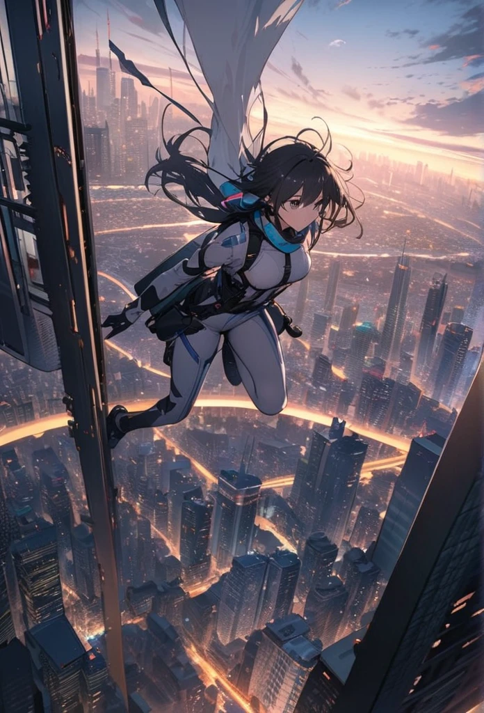 Vertical, sky scraper, zero gravity, city, floating, imaginary, masterpiece