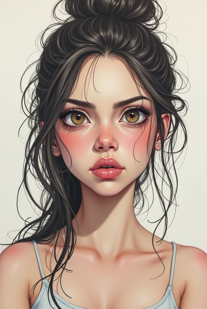 Draw a girl who is angry for sucking penis