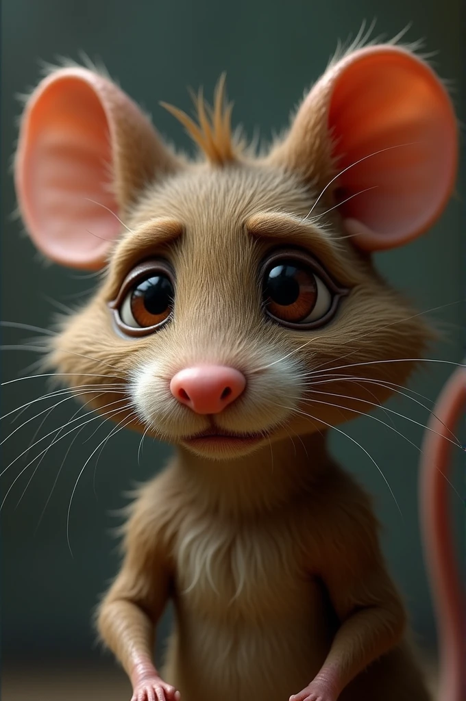 Sad and scratched brown mouse face