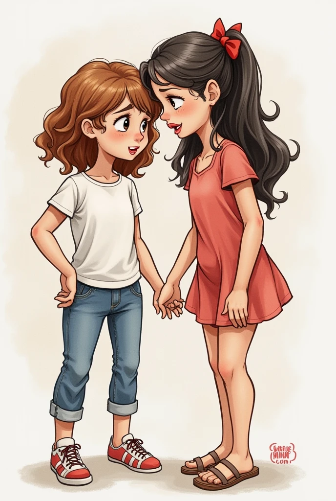 Draw a girl who is angry while mom is having a penis