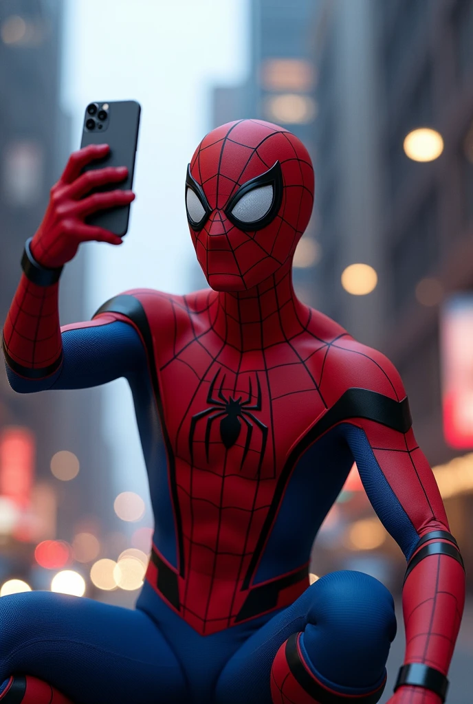 Spiderman with iphone