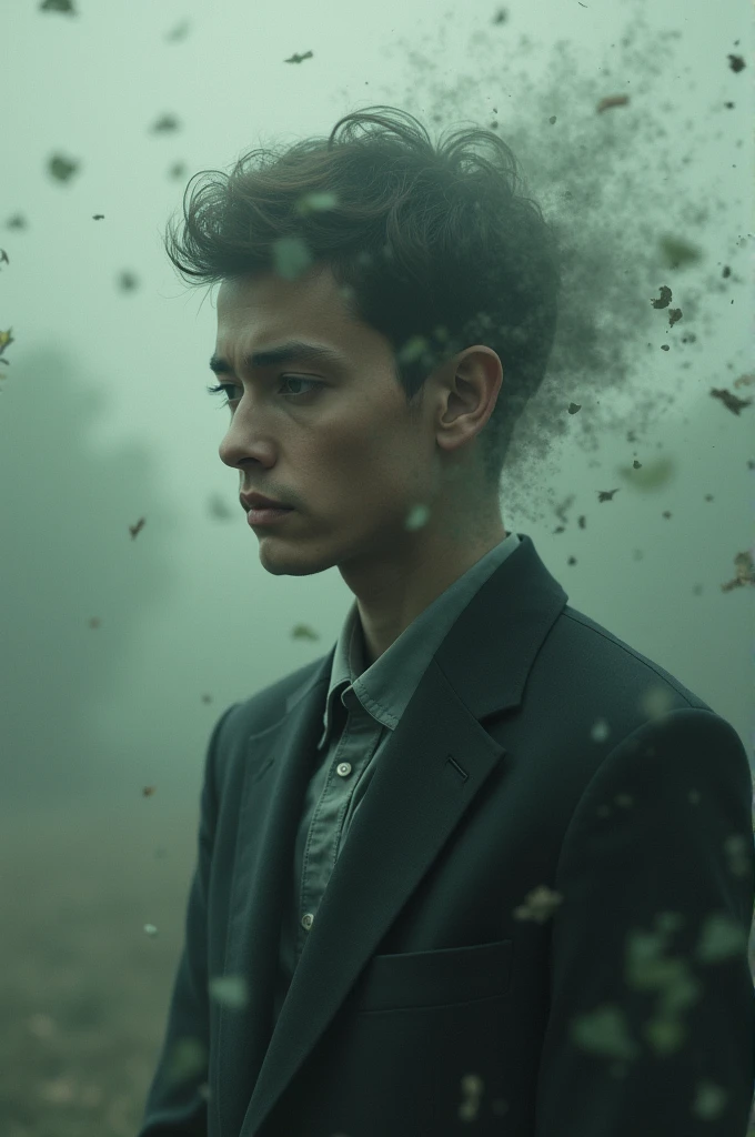 Create a conceptual image of someone with mental confusion