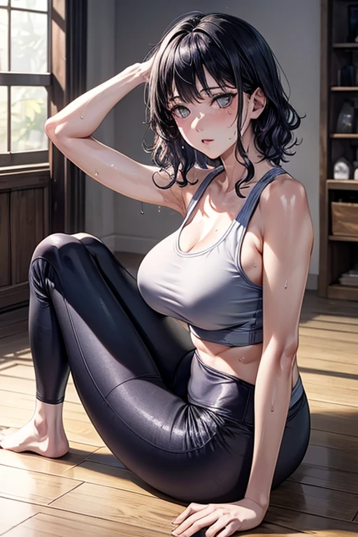 masterpiece, Highest quality, (Unreal Engine), reality, Super Resolution,  Very detailed, Complex, colorful, Clear images, Sharp focus, Digital Blending, 

Beautiful woman, Hyuuga Hinata, Big Breasts, Perfect Eyes, Beautiful Eyes, Perfect Face, Ultra detailed hair, Ultra detailed face, Very detailed lips, Vivid expression, Healthy Body, Beautifully detailed sweat glands, Smooth skin texture, Beautiful Skin, Carefully drawn,

((humidity:1.3), Sticky with sweat), (Wear a tight yoga suit, ,Hot Yoga, Sweat makes yoga wear transparent, Sweat accumulates on the floor), Dynamic pose, 

indoor, Hot Yoga Gym, (Shot on Sony α9, Dynamic Angle), 

