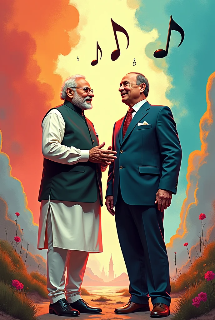 Narendra modi and Putin singing 