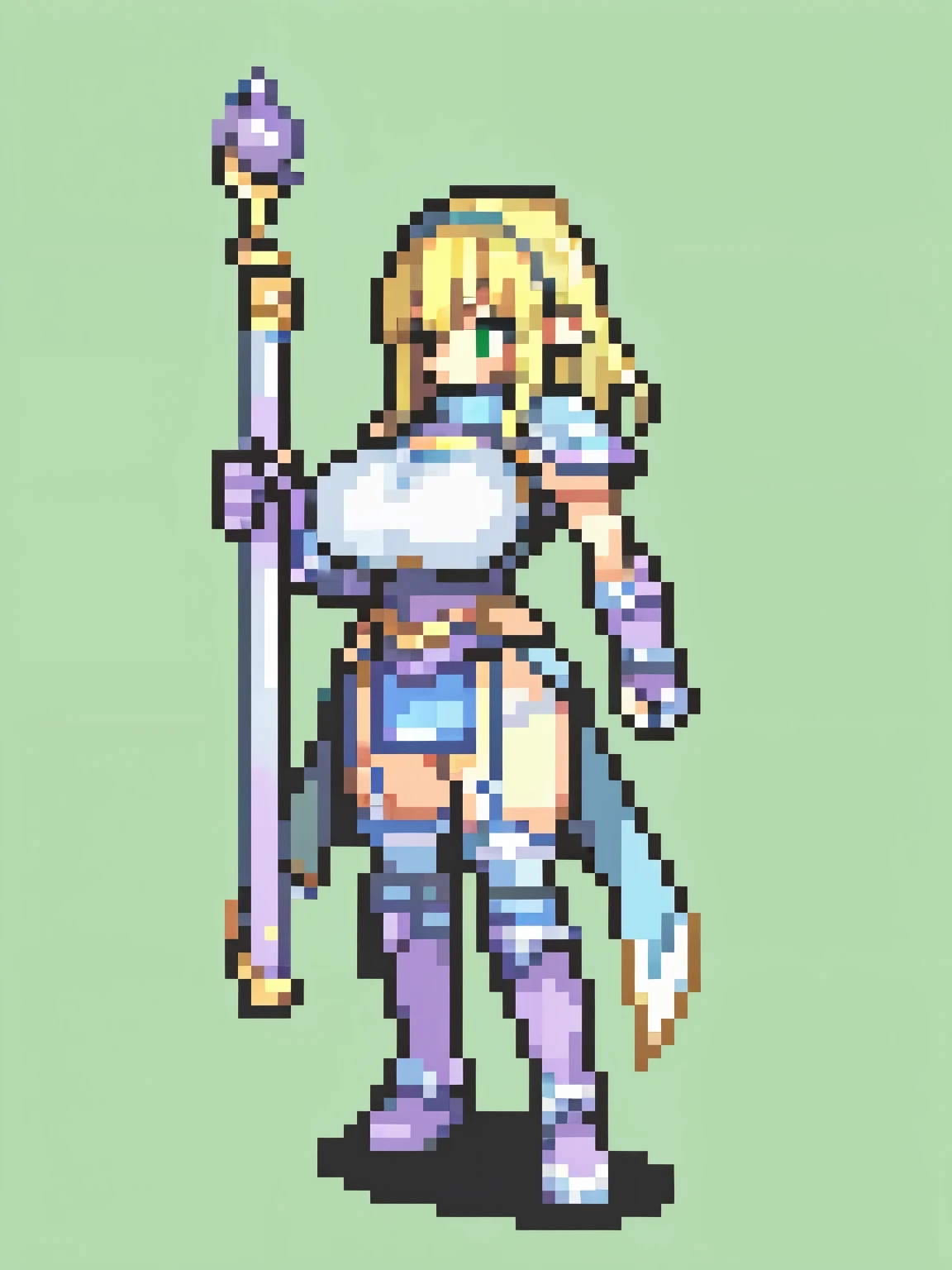 (elf girl), (solo), (blonde), (armguard), (boots), (huge tits), (gray violet lightly_armored)