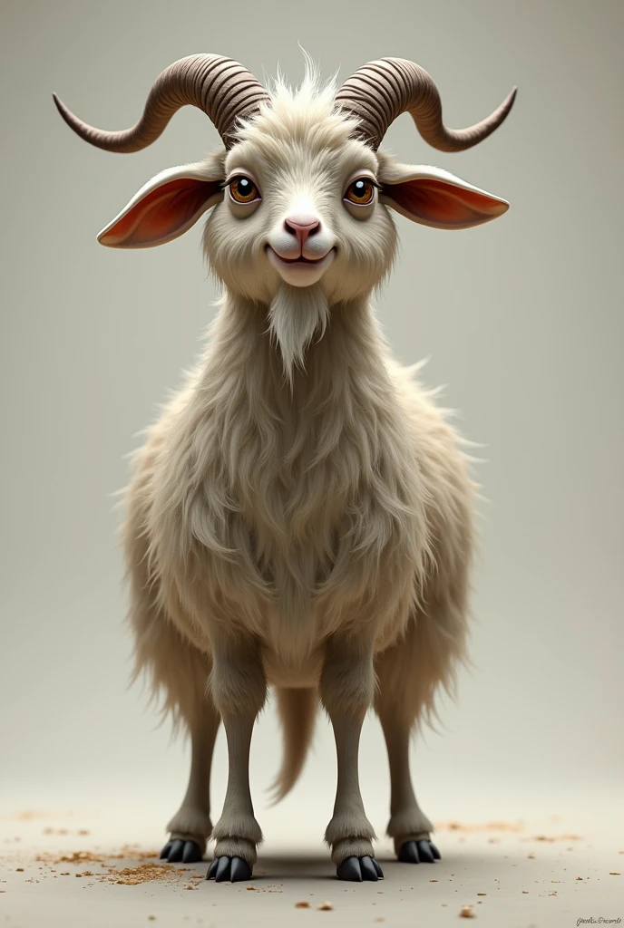 create a goat standing like a human, that your two feet appear on the ground.