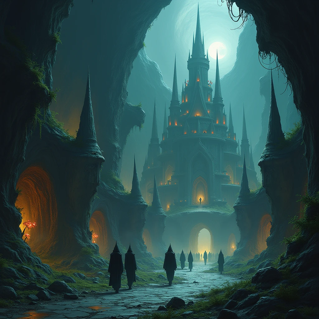 An abandoned, subterranean city of the Drow.