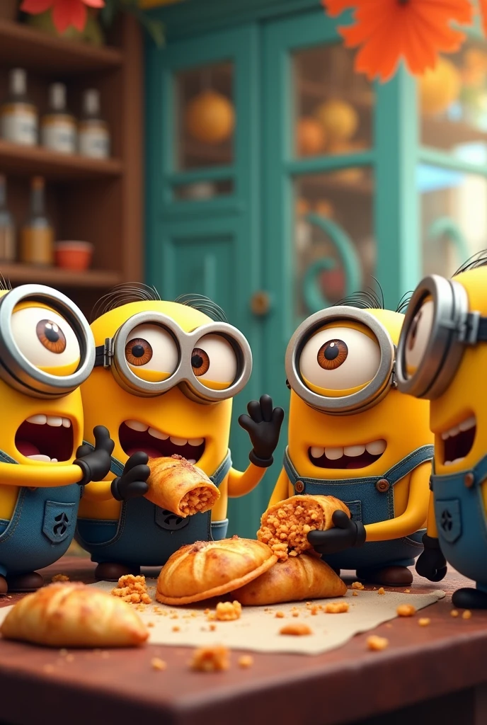 Minions eating empanadas