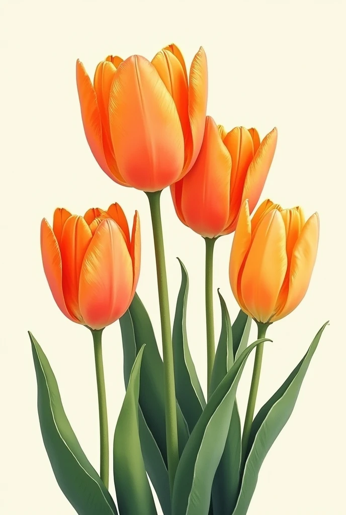 Create a drawing of some orange tulips, The image will be used to cover a notebook