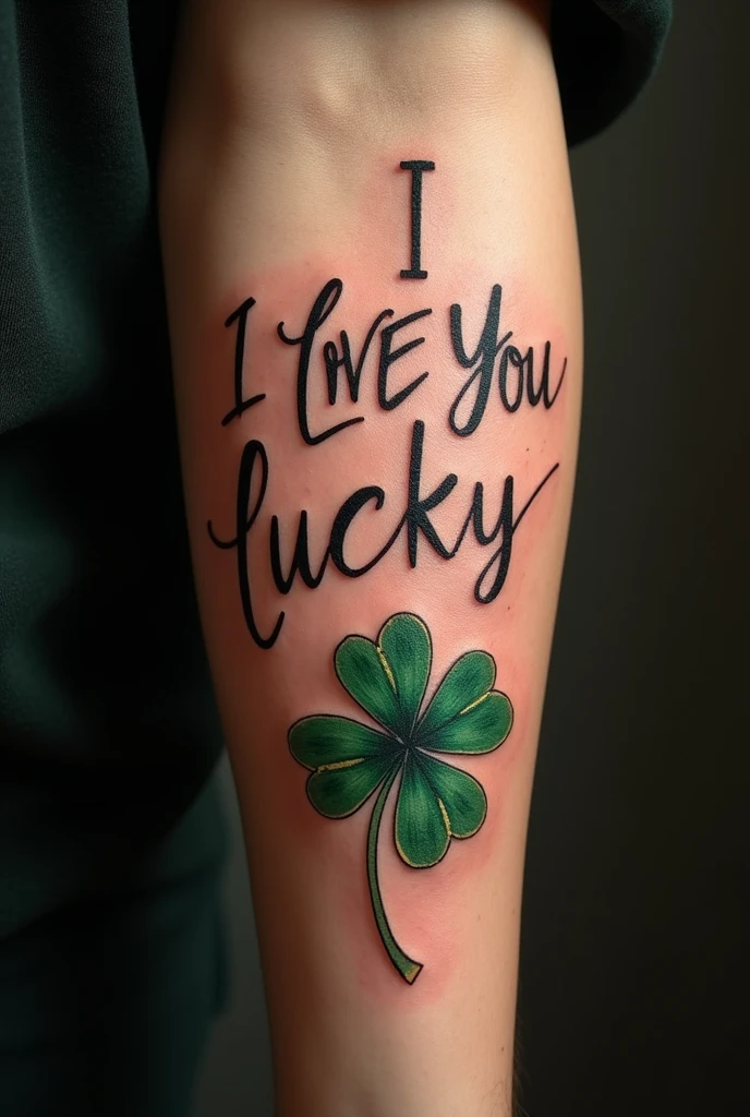 a tattoo featuring the name I love you Lucky ๐