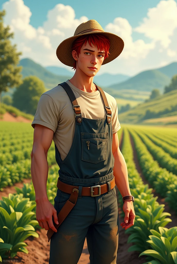 young adult, masculine, Red-Haired, Asian, farmer