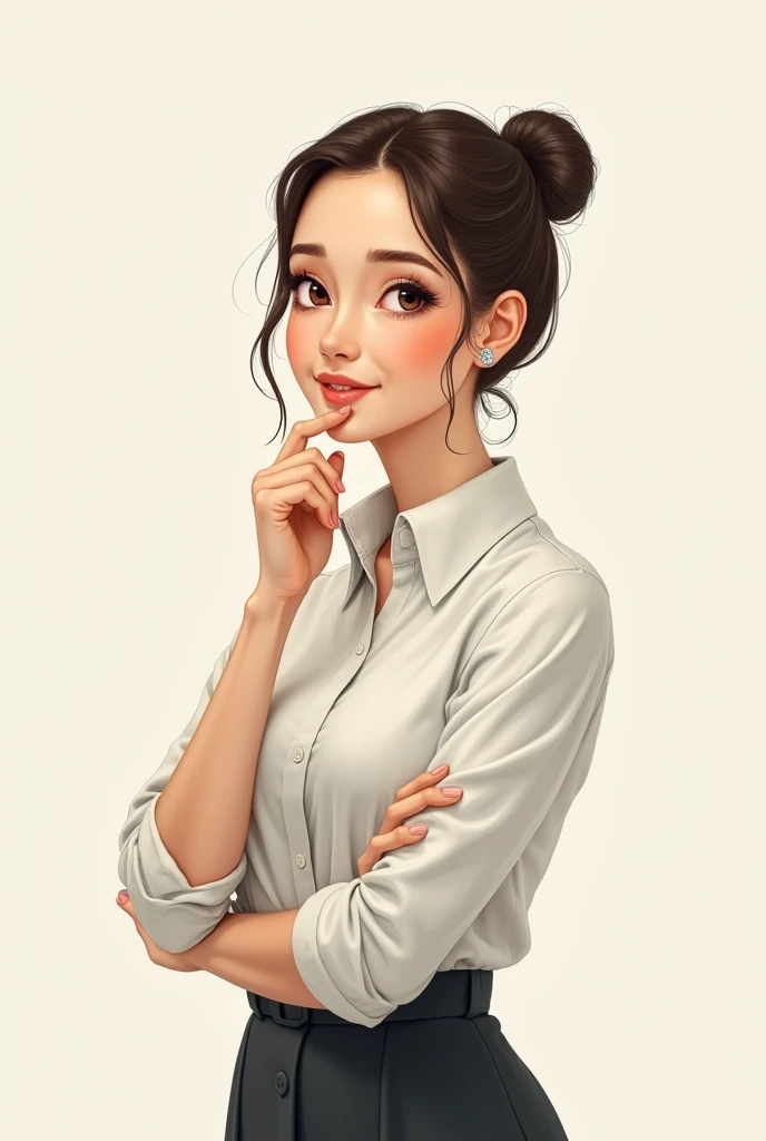 Drawing of a modest woman,smart and ready to help