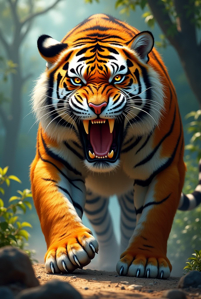 drawing of a tiger with its mouth wide open