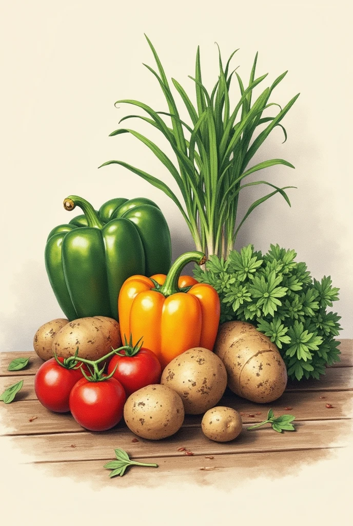 Still life of vegetables to draw