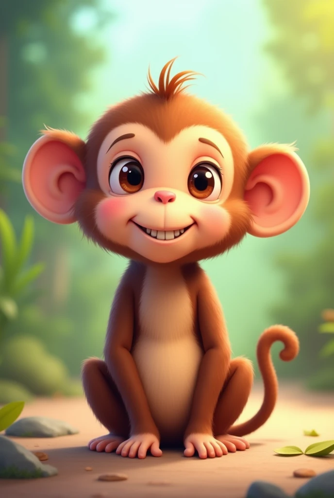 Create a cute little brown monkey without ears or a tail