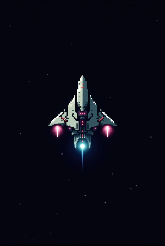 Alien spaceship pixelated drawing with black background