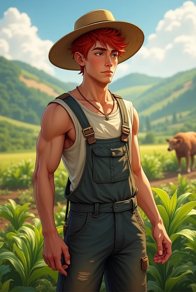 young adult, masculine, Red-Haired, Asian, farmer