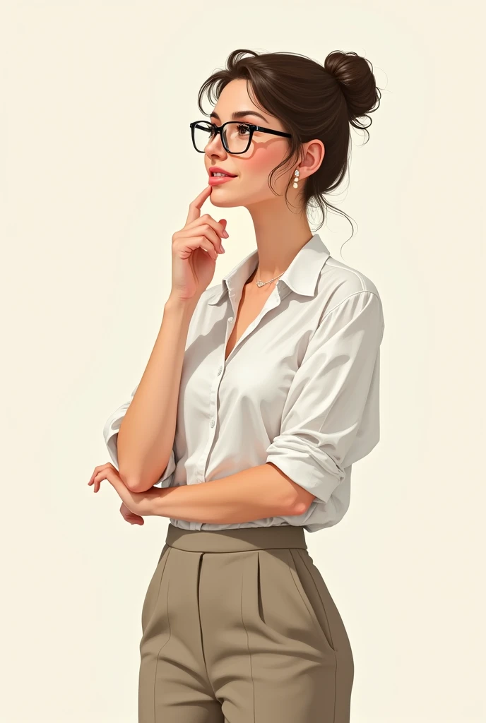 Drawing of a modest woman,smart and ready to help 