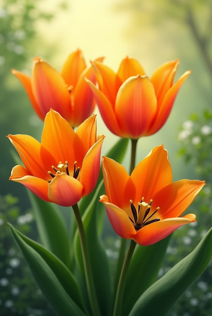 Create a drawing of some orange tulips, to use the image to cover a notebook 