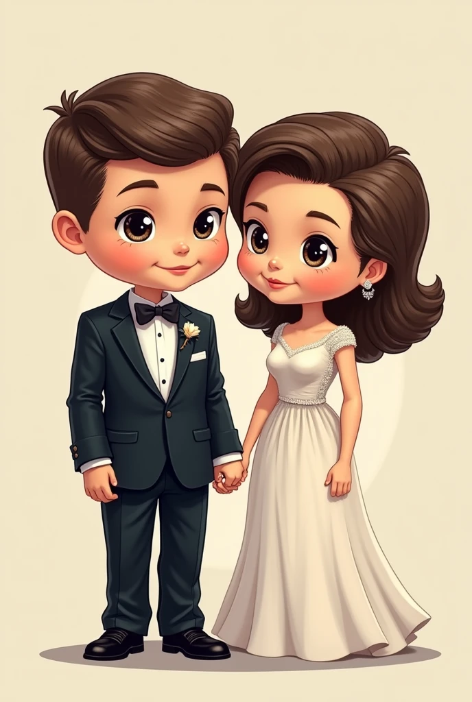 Lion S.. Kennedy chibi dressed in a tuxedo with his wife