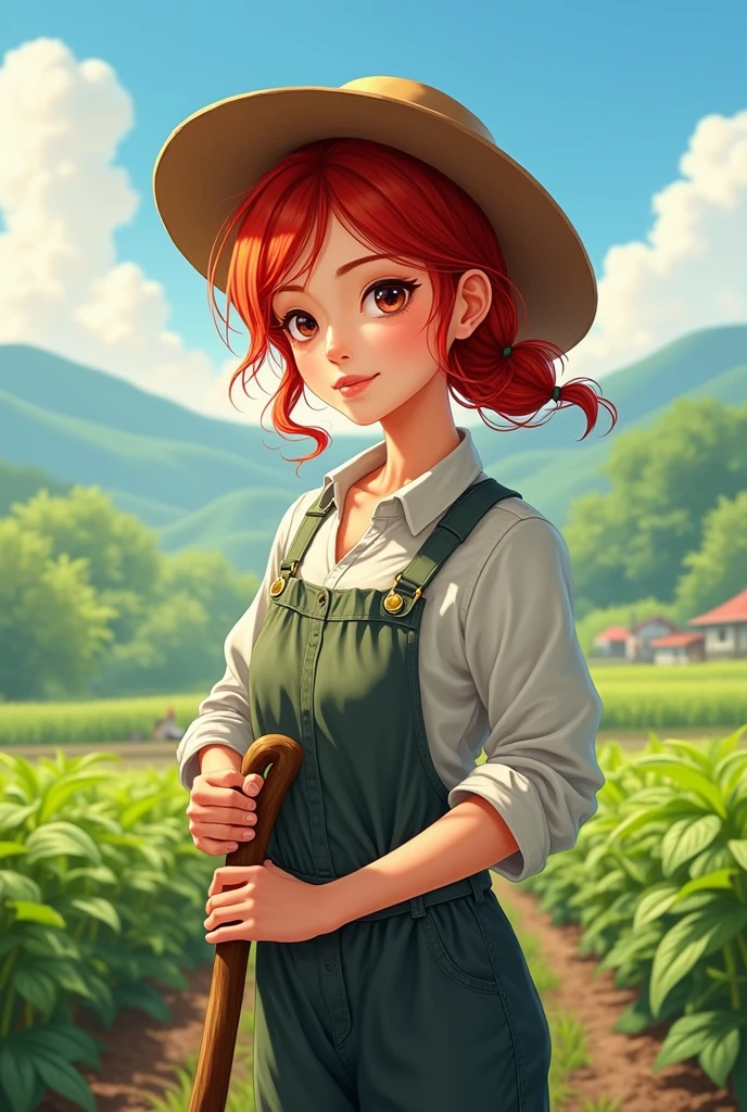 Youngh, Female One, Red-Haired, Asian, farmer