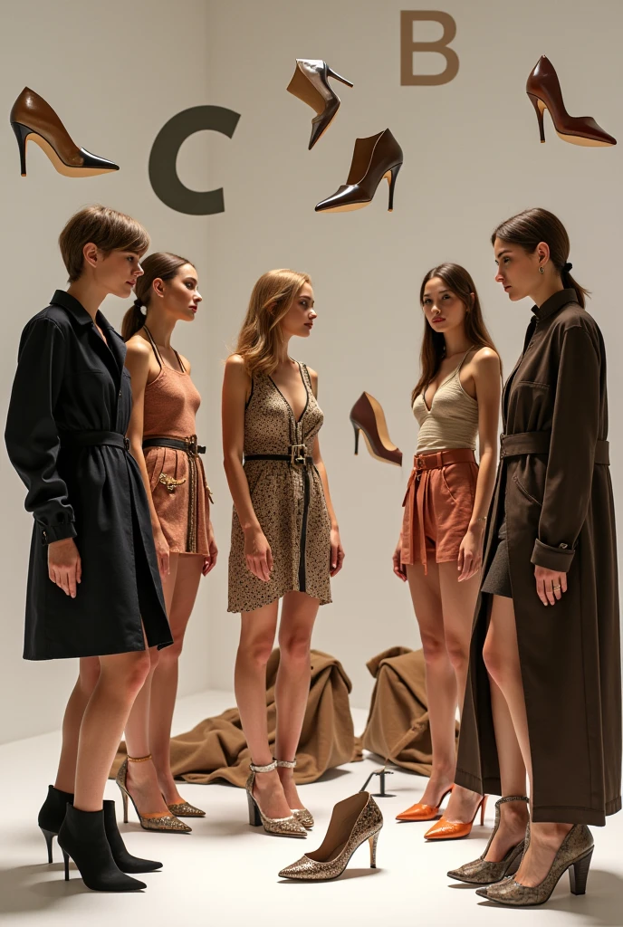 Shoes and other fashion uses with the letter "c B" floating