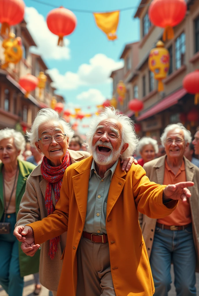 You can make a slogan referring to the day of the elderly in Spanish, something not as realistic as if it were made by a student.