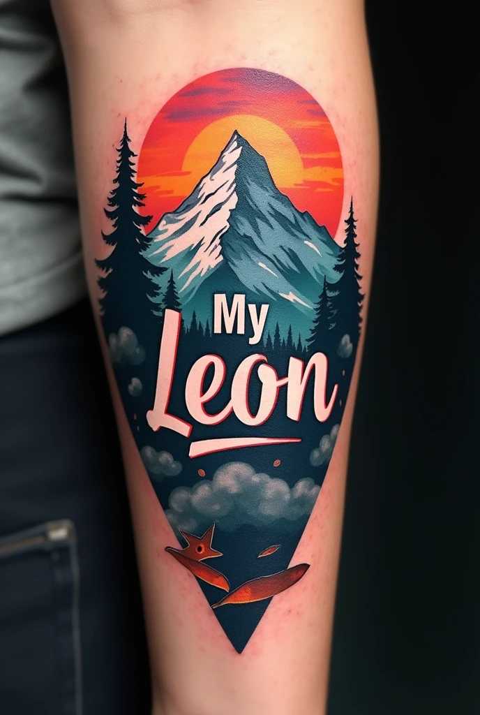  a tattoo featuring the name My Leon 🏔