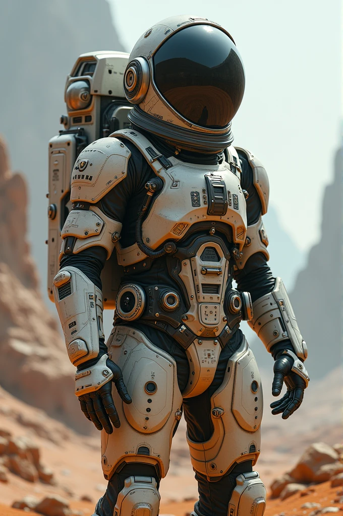 Now place that same car in the space with the aforementioned background characteristics., that is only noticeable, and focuses on the astronaut's suit, very but very detailed, with many layers, I mean thick, a super safe type of helmet since it is in another galaxy and it is very complicated to be there, and technological details, that's up to you